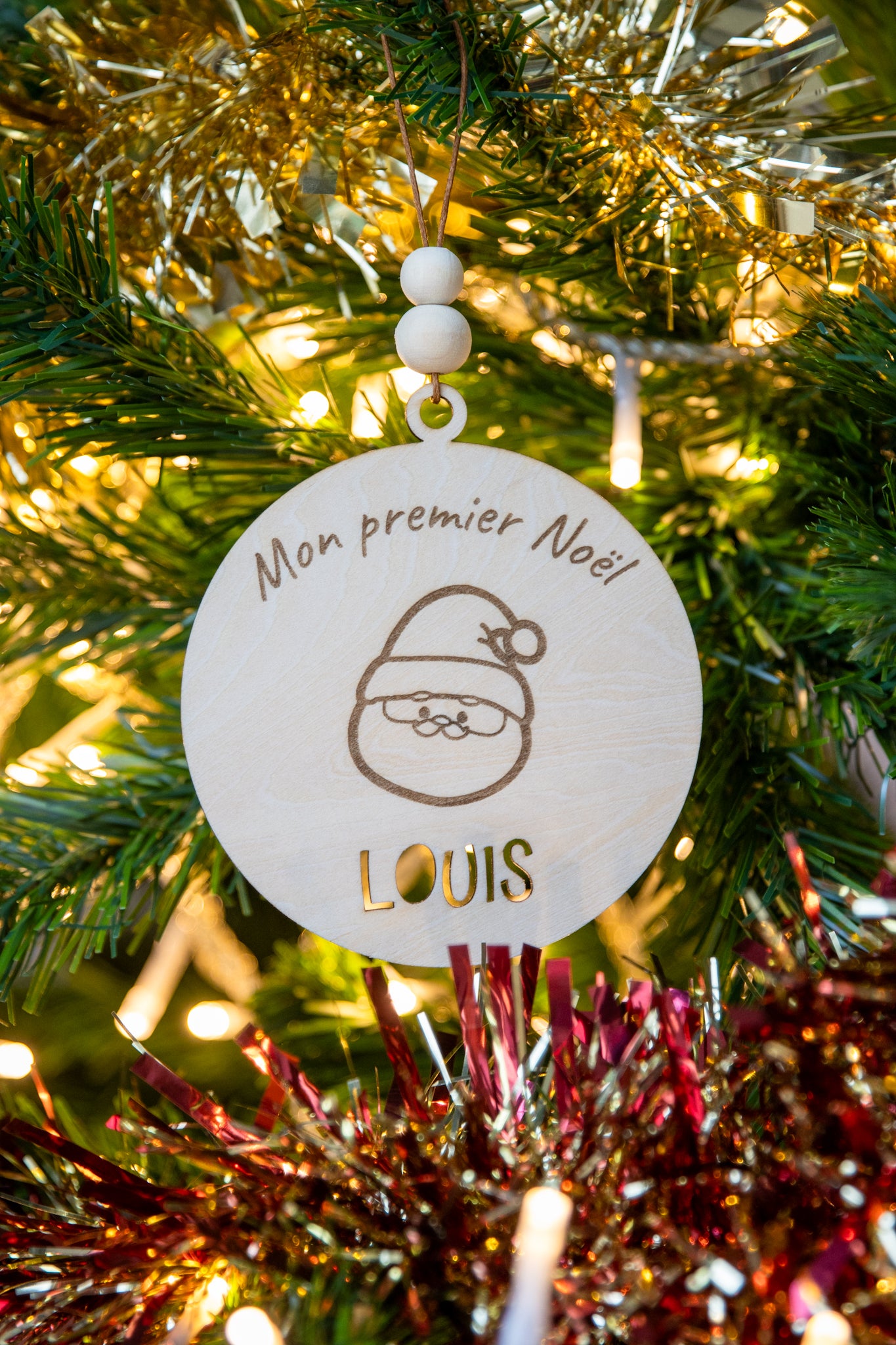 Boule Premier Noël personnalisée - Prénom découpé
