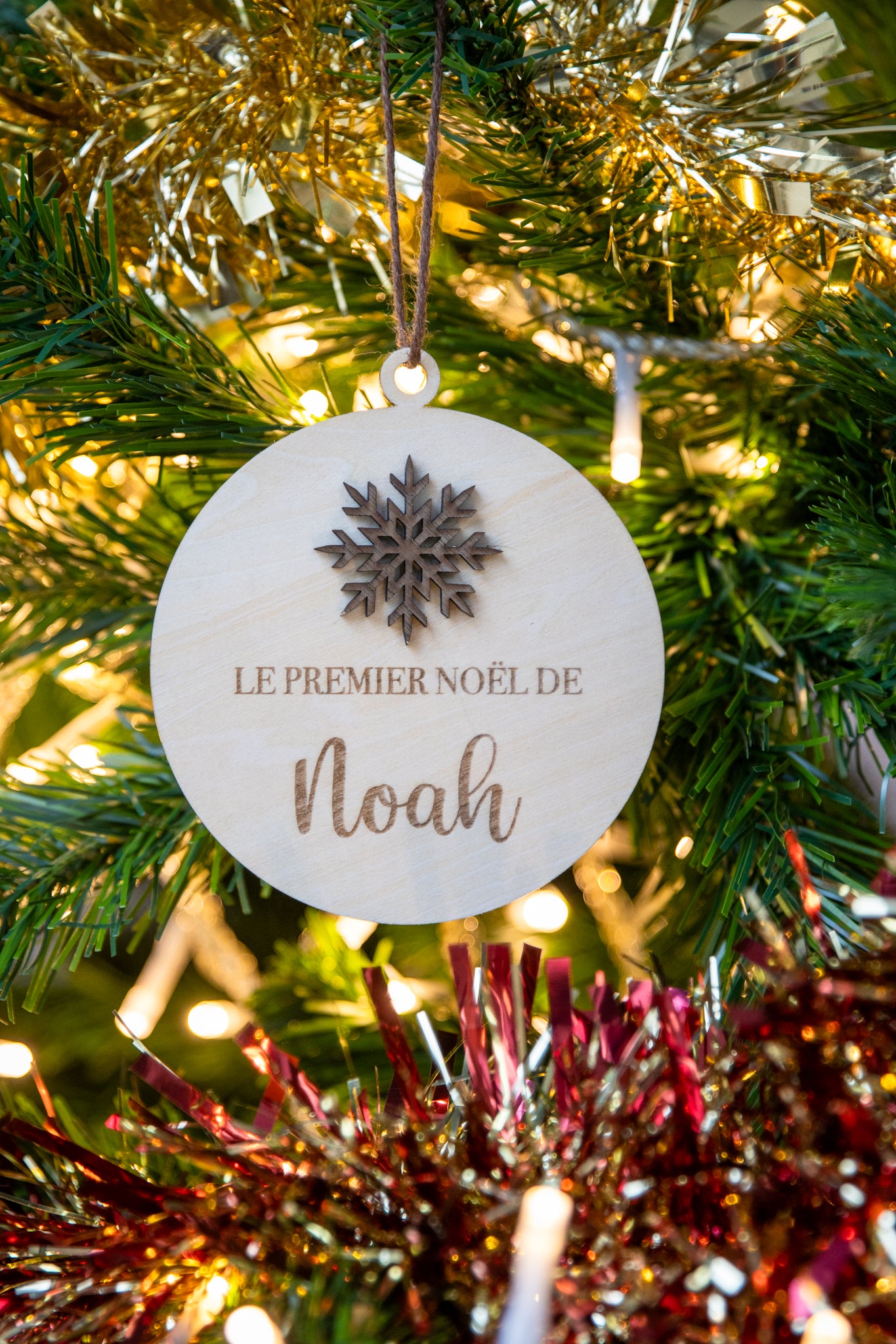 Boule Premier Noël personnalisée - Flocon