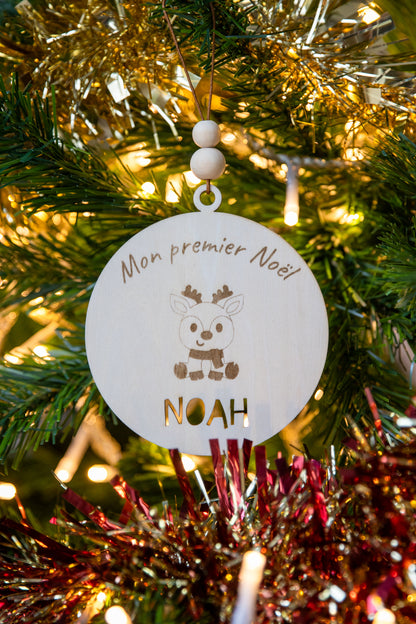 Boule Premier Noël personnalisée - Prénom découpé
