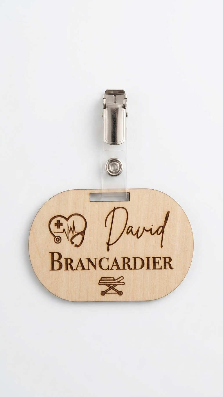 Badge professionnel XL en bois