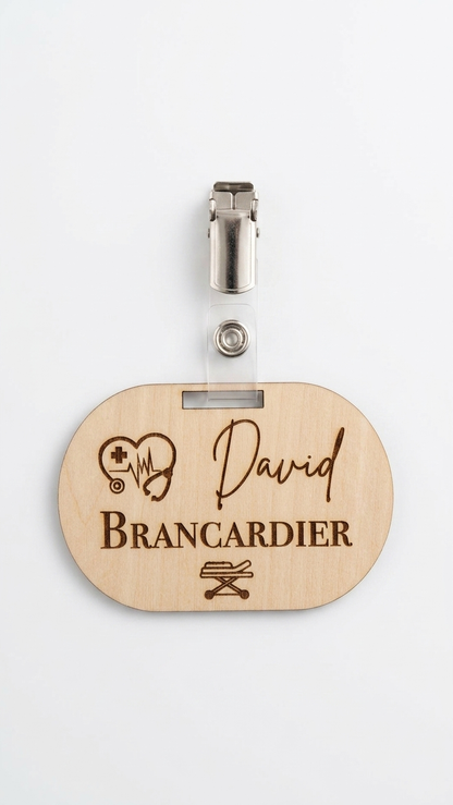 Badge professionnel XL en bois
