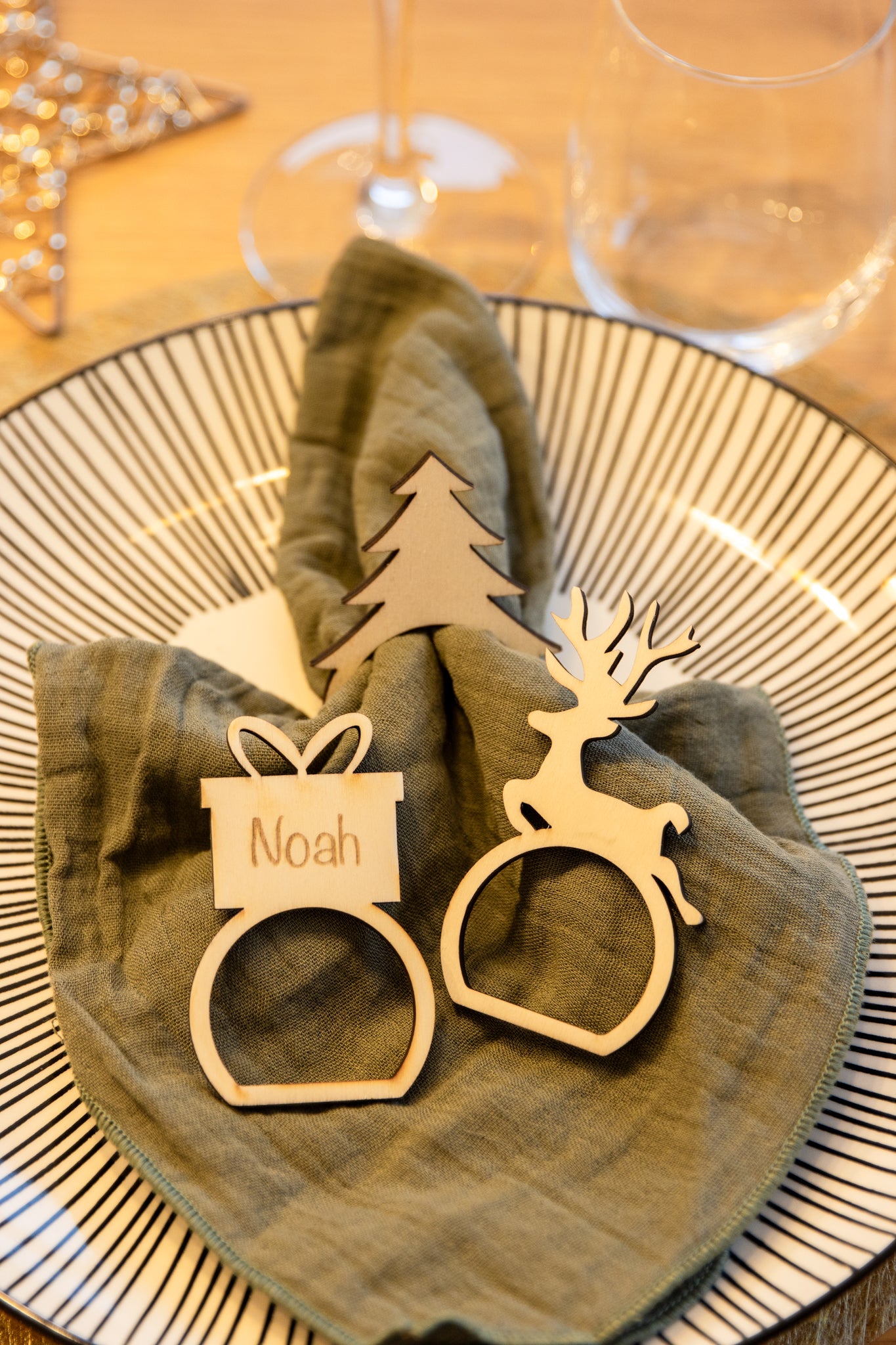 Rond de serviette de Noël personnalisé