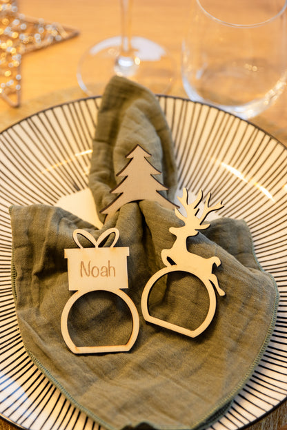 Rond de serviette de Noël personnalisé